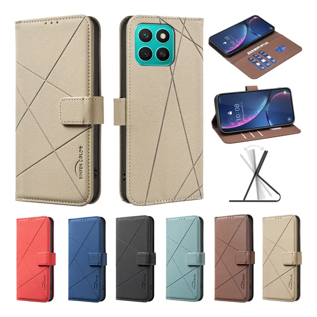 Funda De Piel Tipo Cartera Con Tapa Magnética Para Honor