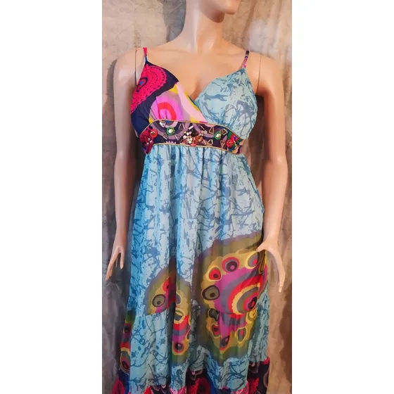 Vestido Largo - Color Azul - Talla M - 131cm De Largo