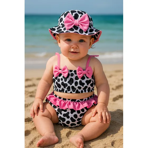 Banho De Sol Infantil Bebê Verão Menina Bezerrinha Vaquinha