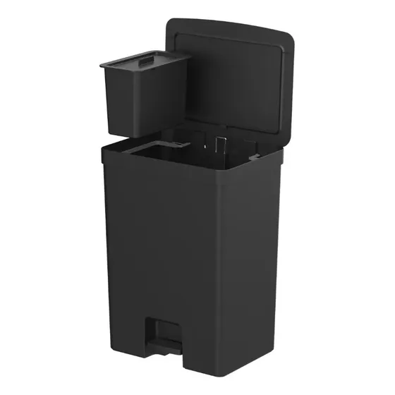 Lixeira Pedal Trium Dupla De 46l C/ Cesto Bancada Pia 4l Ou Cor Preto