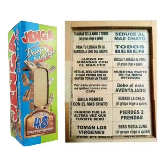 Jenga Con Retos Y Desafios De 48 Piezas De Madera