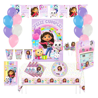 Combo Kit Cumple Gabby Casa De Muñecas Set Para 20 Invitados Combo Kit Cumple Gabby Casa De Muñecas Set Para 20 Invitados