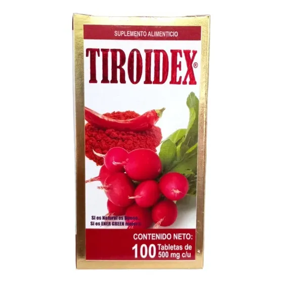 Suplemento Para Tiroides 100 Tabs Tiroidex 500mg Sabor Insaboro