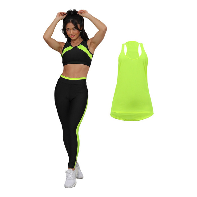 Kit Conjunto Fitness Feminino Roupa Academia Legging Cropped Kit Conjunto Fitness Feminino Roupa Academia Legging Cropped