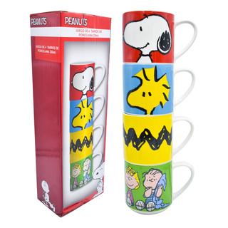 Juego De 4 Tazas De Peanuts 330ml Color Blanco Juego De 4 Tazas De Peanuts 330ml Color Blanco