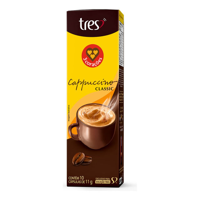 Cápsula De Cappuccino Classic Tres 3 Corações 10 Unid Cápsula De Cappuccino Classic Tres 3 Corações 10 Unid