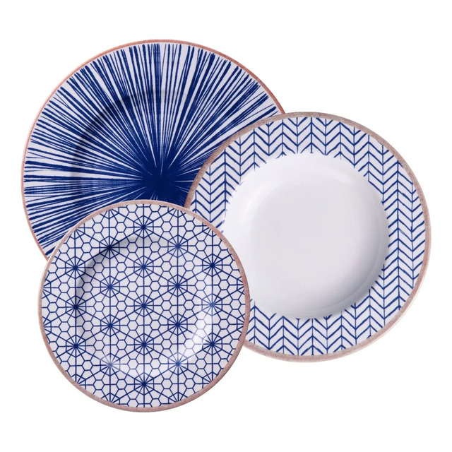 Kit Pratos Abstratta Em Porcelana Decorada 12 Peças Tramontina Kit Pratos Abstratta Em Porcelana Decorada 12 Peças Tramontina
