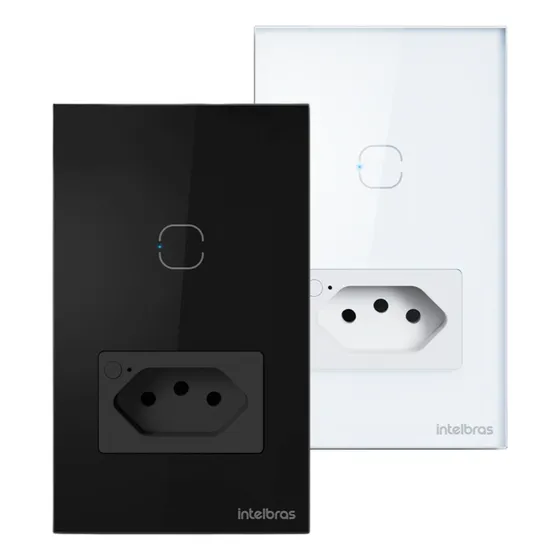 Interruptor 1 Botão Touch C/ Tomada Wifi Alexa Intelbras