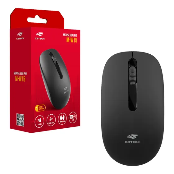 Mouse Sem Fio Preto Barato Macio Wireless 1000dpi Com Pilhas