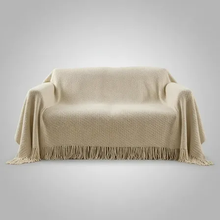 Manta Decorativa Para Sofá Luxo Extra Grande 2.70 X 2.50 Bege Lisa