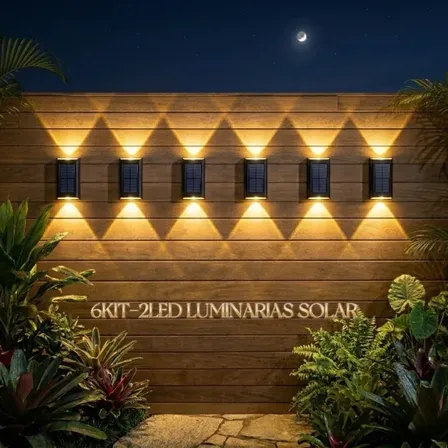 Kit 6 Luminária Solar Com Sensor Jardim Parede Prova Dágua 1.2v 2led-amarelo Quente