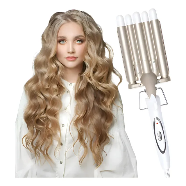 Rizador Pelo Buclera Cabello Plancha Kemei Cerámica 5 Tubos