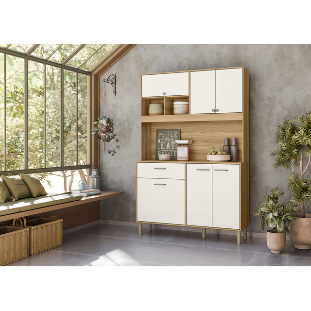 Jogo Armário De Cozinha Erva Doce Compacta 120 Com 6 Portas 1 Gaveta E Bancada Multiuso Co... Jogo Armário De Cozinha Erva Doce Compacta 120 Com 6 Portas 1 Gaveta E Bancada Multiuso Co...