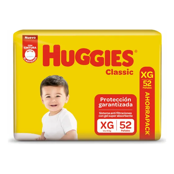 Pañales Huggies Classic Cintura Elastizada Mayor Absorcion