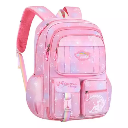 Mochila Infantil Bolsa Escolar Colorida Tie Dye Meninas Cor Rosa Desenho do tecido Colorido