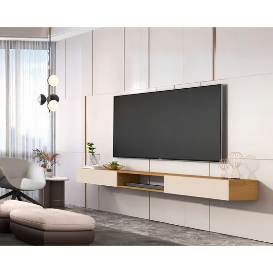 Rack Suspenso Para Tv Ate 72 Polegadas Nicho 1.8 Cor Camaru-off White