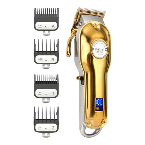 Máquina Kemei Cortar Cabelo Profissional Em Metal Com Visor