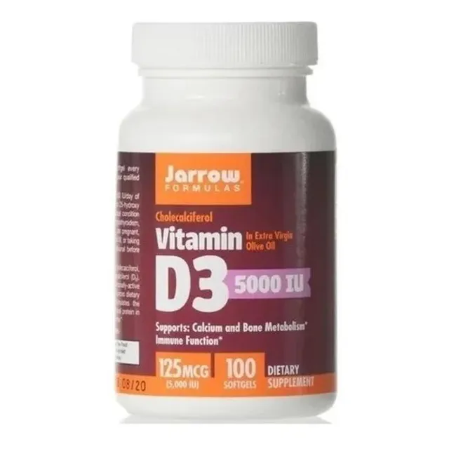 Vitamina D3, 5000 UI, 100 cápsulas blandas, Jarrow Formulas