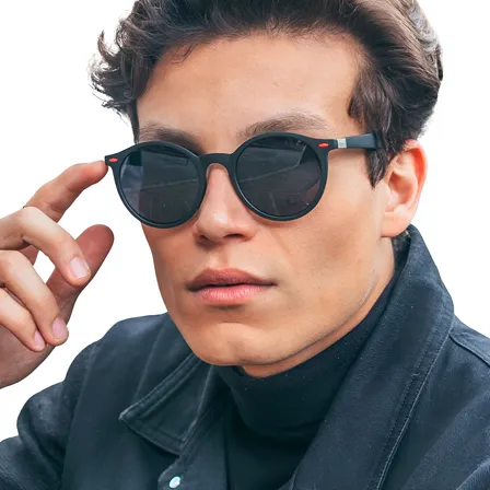 Óculos De Sol Redondo Preto Flexível Moda 2023 Verão Unissex
