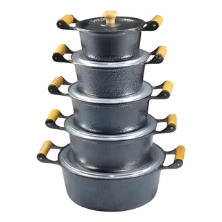 Aluminio Jogo de Panelas Alumínio Preto Fundido Batido Grosso 5 Peças