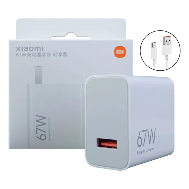 Cargador Xiaomi Carga Rápida Turbo 67w + Cable C 6a Color Blanco