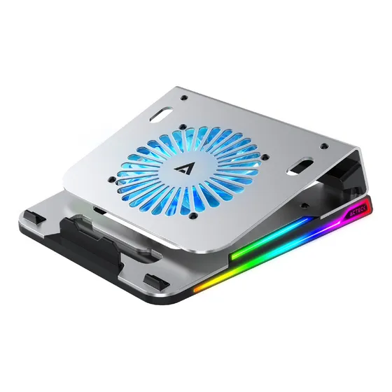 Base Enfriadora Acteck Laptop Aluminio Ventilador Rgb Froost Color Gris