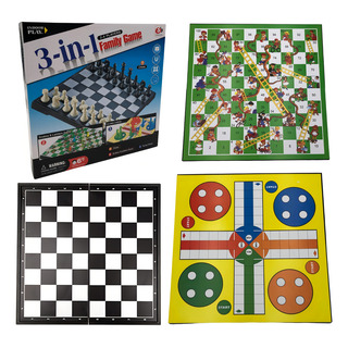 Jogos Tabuleiro Familia 3x1 - Xadrez Ludo Snakes E Ladders Jogos Tabuleiro Familia 3x1 - Xadrez Ludo Snakes E Ladders