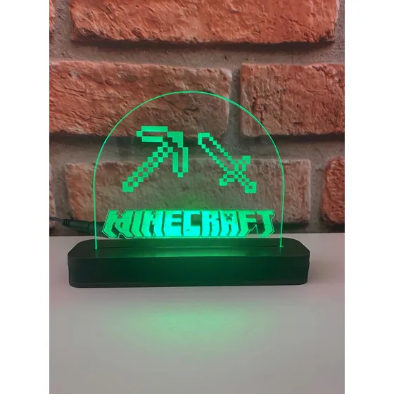 Luminária 3d, Mesa Quarto Minecraft Led Decorativo Presente