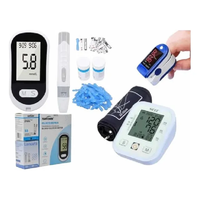Toma Presión Oxímetro Y Glucómetro Maquina De Glicemia Kit