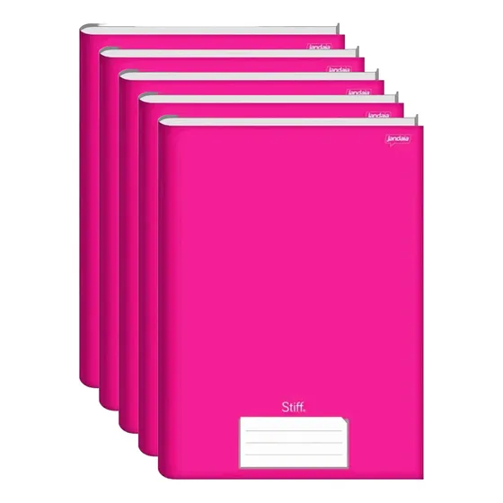 Kit 5 Caderno Brochura Capa Dura Grande 96 Folhas Escolar