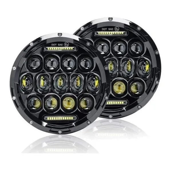 Juego 2 Faros Led Optica 7 PuLG Jeep Wrangler Ika F100 Willy