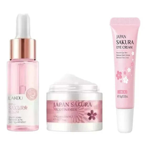 Set Sakura Serum, Crema Rostro,crema Ojos Cosmética Coreana 