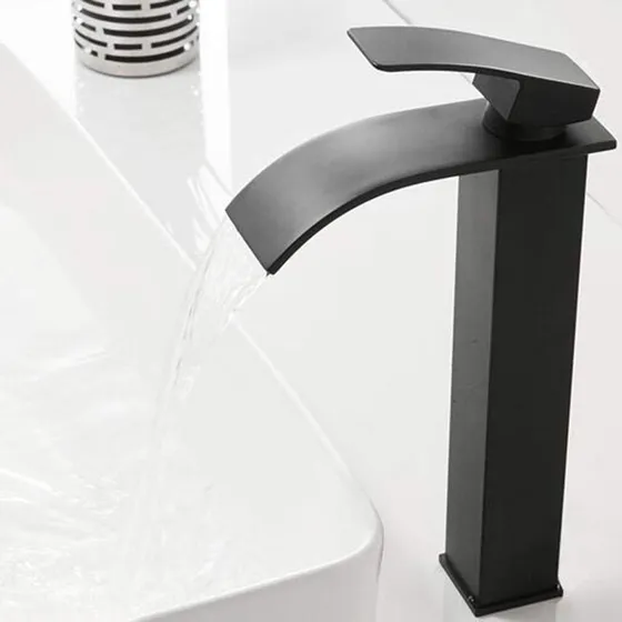 Grifo Mezclador Lavabo Cascada Alto Laton Caliente Frio Baño