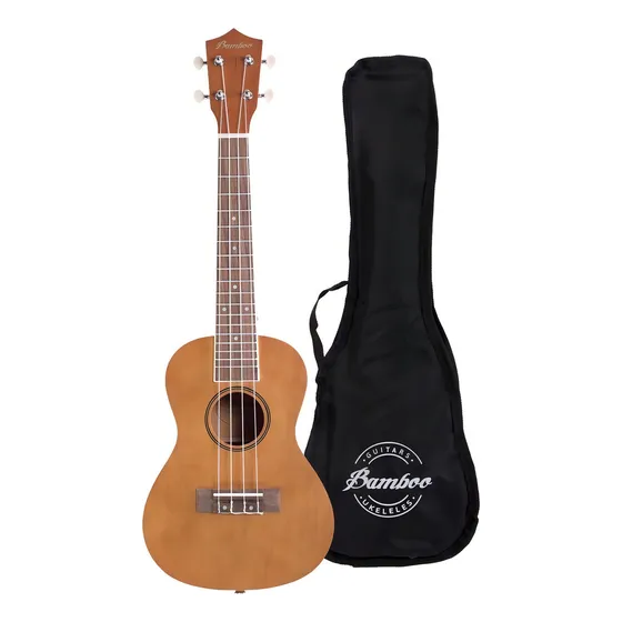 Ukelele Concierto Bamboo Estudio Marrón Con Funda