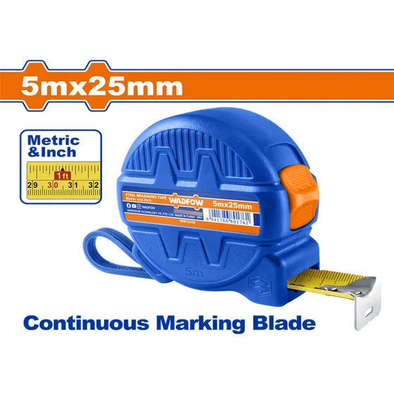 Cinta Métrica Plastico Abs 5mt X25mm En Blister Marca Wadfow