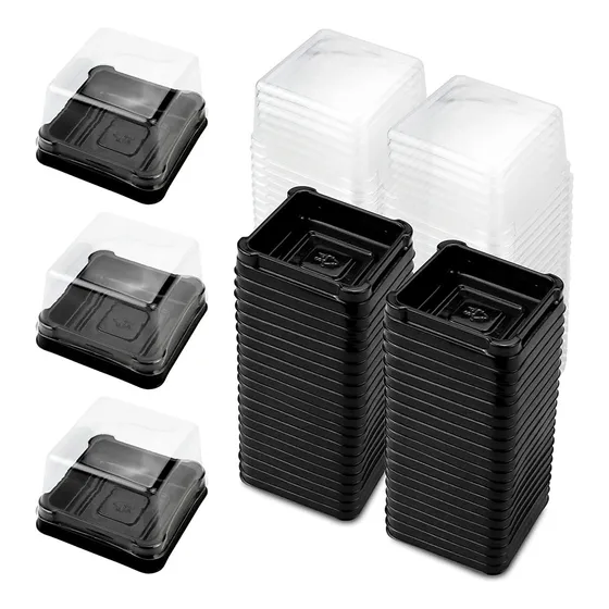 100 Vasos Con Cuadrado Estándar Cupcake Caja Individual Color Negro