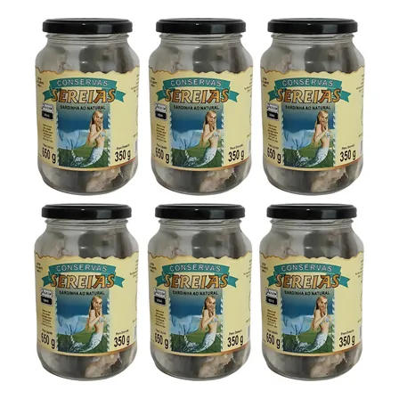 Kit 6 Sardinha Ao Natural Conserva 650g Aperitivo Sereias