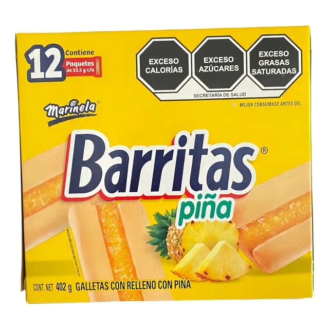 Barritas Marinela Galletas Con Relleno De Fresa Y Piña 12paq Estilo Piña