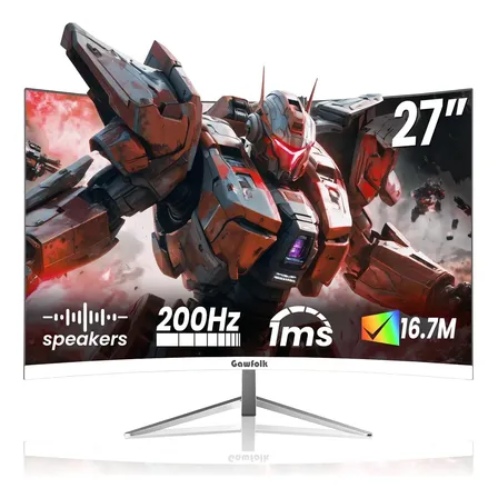 Monitor Gamer Curvo Gawfolk 27 200hz 1ms Branco Pc Hdmi Branco 127/220v