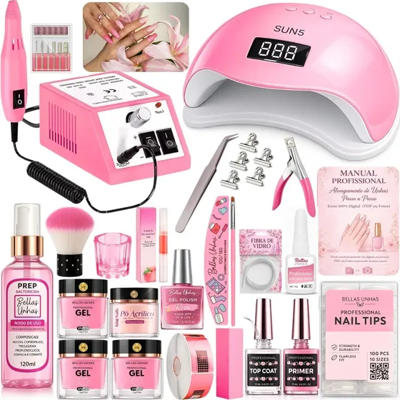 Kit De Unha Gel Completo Fibra Kit Unhas Gel Envio Imediato