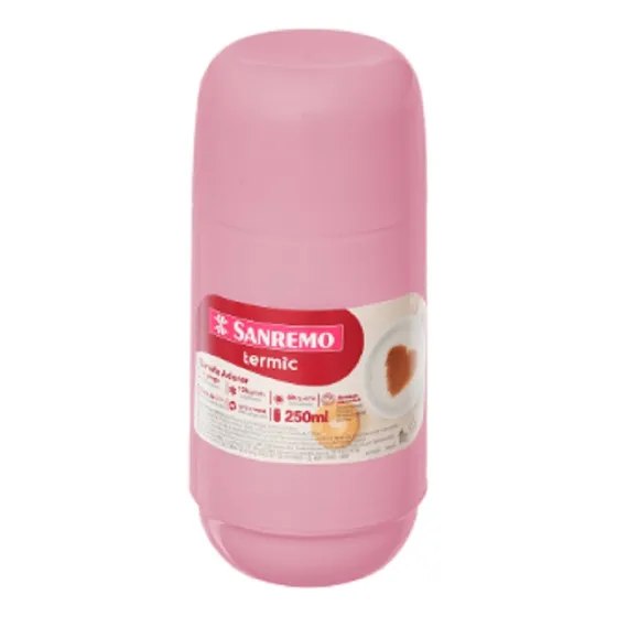  Garrafa Térmica  Café Chá Mini Adorar 250ml Rosa C/tampa