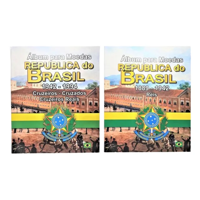 2 Álbuns Para Moedas Do Brasil 1889 Até 1994