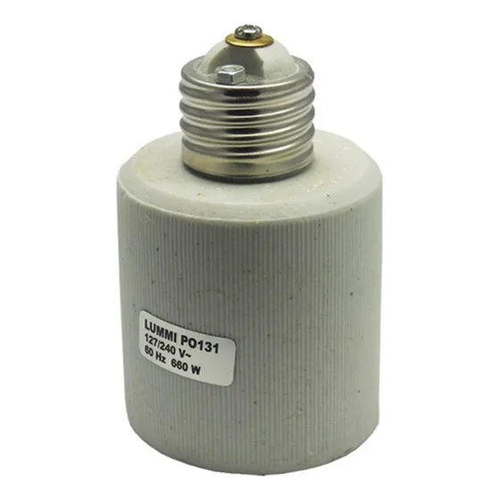 Soquet Convertidor De E27 A E40 Rosca Normal A Mogul Color Crema