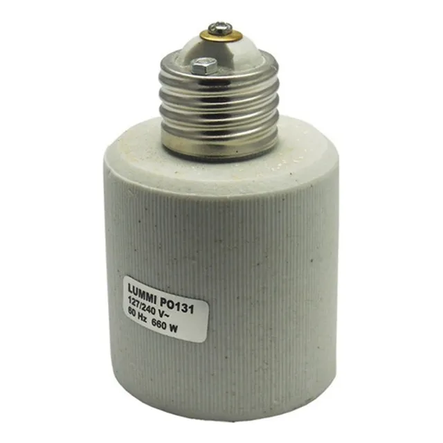 Soquet Convertidor De E27 A E40 Rosca Normal A Mogul Color Crema