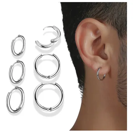 Kit Brinco Argola Masculino Feminino Aço Inox 3 Pares