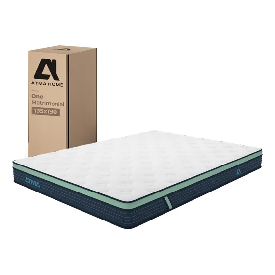Colchon Matrimonial Atma One 2 Plazas 135x190x20 En Caja I 3 Capas de Espuma Color Blanco