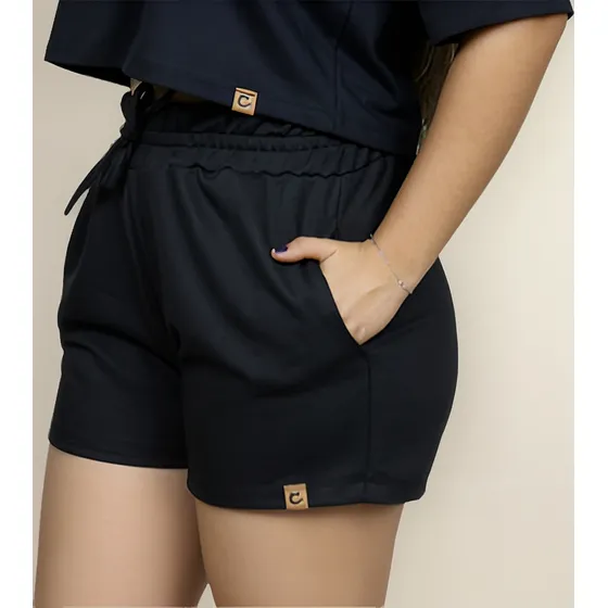 Short Feminino Moletinho Casual Verão Curto Básico Tendência