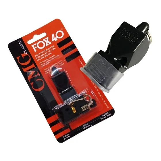 Silbato Fox 40 Profesional Con Collarin Arbitro Futbol Gmp Color Negro