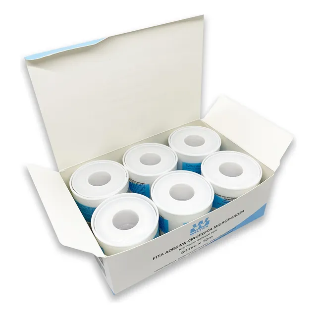 Fita Adesiva Micropore Branca 50mm X 10m Wiltex 6 Unidades