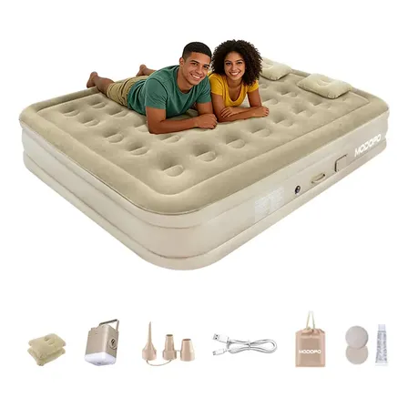 Colchão Inflável Queen 200x150x40cm - Bateria de Litio Integrada 4000mAh | Auto-Inflável Rápido Portátil para Acampamento Viagem MODOFO